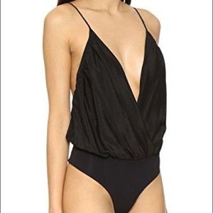 Black Surplice Bodysuit